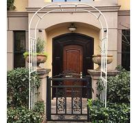 Elegante arco de jardín de metal blanco, cenador de rosas resistente a la intemperie para plantas trepadoras de 180 cm, enrejado de pérgola para patio trasero y decoración de eventos al aire libre