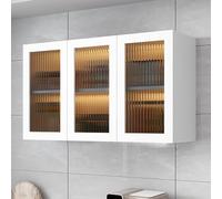 Elegante botiquín de Madera con 2 Puertas de Cristal, Ideal para Colocar sobre el Inodoro. Armario Organizador Colgante para baño, Dormitorio y Cocina. Soporte de exhibición.