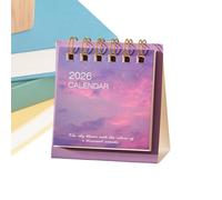Elegante calendario de mesa - Planificador anual clásico, mini agenda 2026 con notas, expositor de cartón con soporte, decoración de estación de trabajo, suministros de vacaciones para oficina, sala