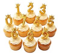 Elegante juego de 10 velas doradas para tartas (0 - 9) para combinaciones personalizadas, acabado elegante para celebraciones, decoraciones perfectas para cumpleaños, bodas, festivales de aniversarios