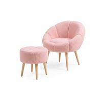 Elegante Juego de 2 sillas y taburetes (2 Piezas), Color Rosa, 100% melamina, 18 mm de Grosor, Espuma Supersuave, Patas de Fresno