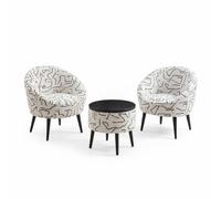 Atelier Del Sofa Juego de Sillón y Mesa de Café Lida - Negro y Blanco