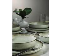 Elegante juego de cena de 12 piezas, 100% porcelana, color verde | Incluye 4 platos de servicio (24 cm), 4 platos (20 cm), 4 cuencos (15 cm) | seguro para microondas y lavavajillas