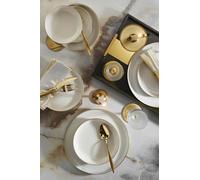 Elegante juego de cena de 16 piezas, 100% porcelana, incluye platos de servicio, cuencos y platos de postre, perfecto para cenas elegantes, no apto para lavavajillas o microondas