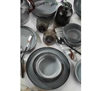 Elegante juego de cena de 16 piezas, porcelana turquesa, incluye 4 platos de servicio (24 cm), platos de postre (21 cm), platos (20 cm), cuencos (15 cm), apto para lavavajillas y microondas