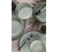 Elegante juego de cena de 18 piezas, 100% porcelana. Incluye 6 platos de servicio (27 cm), 6 platos (21 cm), 6 cuencos (15 cm), apto para lavavajillas y microondas, perfecto para cualquier ocasión