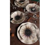 Elegante juego de cena de 24 piezas, 100% porcelana, incluye platos de servicio, bolos, platos de postre, apto para lavavajillas y microondas, perfecto para cualquier ocasión