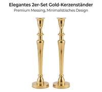 Elegante juego de dos candelabros dorados clásicos de metal (28 cm) – Un par decorativo y simétrico