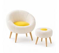Elegante Juego de sillas y mesas auxiliares (2 Piezas), Blanco y Amarillo, 100% melamina, Espuma Supersuave, Salas de Estar Modernas y rincones de Lectura