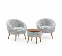 Elegante Juego de sillas y mesas de café (3 Piezas), Color Azul Oscuro y Blanco, 100% Revestimiento de melamina, viviendas Modernas