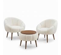 Elegante Juego de sillas y mesas de café (3 Piezas), Color Blanco, 100% melamina, Tela Supersuave, Salas de Estar Modernas