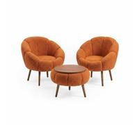 Elegante Juego de sillas y mesas de café (3 Piezas), Color Naranja, 100% Revestimiento de melamina, Tela Suave de 18 mm de Grosor, Salas de Estar Modernas