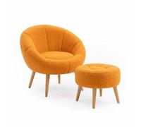 Elegante Juego de sillón y puf (2 Piezas), Color Naranja, 75 cm x 100 cm, Tela 100% recubierta de melamina, Muy Suave, Salas de Estar Modernas y Espacios acogedores