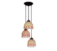 Elegante lámpara de araña Estilo Tiffany Rosa de 1/3 de luz Hecha a Mano con vidrieras, lámpara Colgante para Dormitorio, Estudio, cafetería, Restaurante, lámpara Colgante de Techo, E27, A