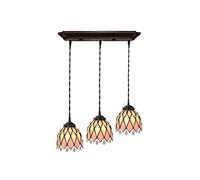 Elegante lámpara de araña Estilo Tiffany Rosa de 1/3 de luz Hecha a Mano con vidrieras, lámpara Colgante para Dormitorio, Estudio, cafetería, Restaurante, lámpara Colgante de Techo, E27, A