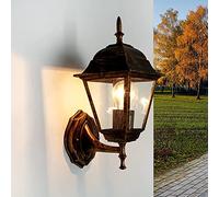 Elegante lámpara de pared de aluminio IP44 E27 en negro, cobre, TIROL, lámpara de pared, exterior jardín casa
