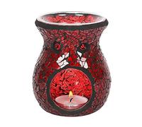 Elegante Quemador de Aceite pequeño de Cristal Rojo Agrietado, 11 cm x 8,5 cm (1 Unidad), diseño Lujoso, Material Premium, Accesorio de aromaterapia, Ideal para decoración del hogar y la Oficina