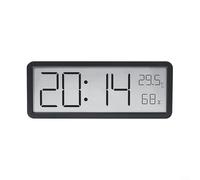 Elegante reloj de pared digital con una pantalla LCD transparente para una lectura rápida de datos de tiempo y clima; agujeros de montaje para colocación (negro)