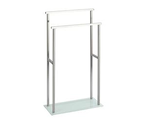 Elegante toallero independiente WENKO Debar, fabricado en acero inoxidable, 20x83x46 cm, acabado satinado