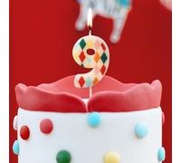 Elegante vela de cumpleaños número 9 para fiestas temáticas de circo, celebraciones, rombos