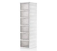 Elegante Zapatero Plegable Blanco de 25,5 cm de Ancho x 105 cm de Alto x 34,5 cm de Profundidad | 100% plástico para Ahorrar Espacio