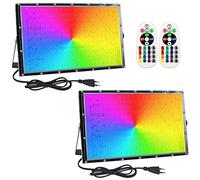 Eleganted Foco LED RGB para exteriores, 150 W, 2 unidades, superbrillante, con enchufe, IP65, resistente al agua, para patio, jardín, garaje, campo deportivo