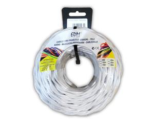 Elektro paralelo textil trenzado 2x2,5 blanco 25m