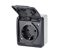 ELEKTRO-PLAST HERMES Aufputz 1 compartimento Sencillo toma de corriente IP44 Resistente al agua Exterior Antracita Gris