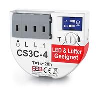ELEKTROBOCK CS3C-4 - Relé de tiempo - LED, ventilador y lámparas fluorescentes - relé de recarga de 230 V con terminales enchufables - Conexión sin cable cero - Montaje empotrado, compacto y de bajo
