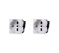 Elektronova Enchufe Schuko 2P + T 10/16 A 230 V compatible con Bticino Matix de color blanco - Paquete de 2 unidades