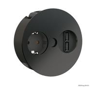 Elemento De Enchufe Giratorio Con USB Y Toma Schuko, Blanco Mate