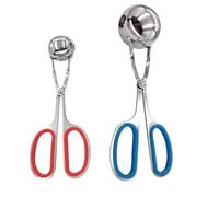 ELEOUTI 2piezas Clip de Albóndigas de Acero Inoxidable Práctico y Conveniente Diseño Forma de Tijera para Cocina Fabricante de Albóndigas para Hogar y Restaurante Pequeño Rojo y Grande