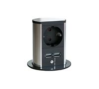 Elevador Elemento Empotrable de Toma de Corriente USB Color Acero Inoxidable