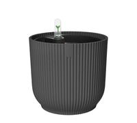 Elho Vibes Fold Round con Sistema de Regado - Macetero por Interior - 100% Plástico Reciclado - Ø 22 cm - Negro/Anthracite