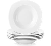 Elisa, juego de 6 platos hondos de porcelana, color crema, apto para 6 personas