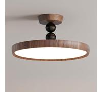 Elksdut Lámpara de techo semi empotrada de estilo francés, lámpara circular vintage con diseño de cuentas y vetas de madera, accesorio LED redondo for dormitorio, sala de estar(Wood grain color,40cm)