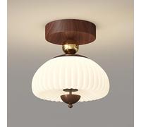 Elksdut Lámpara de techo semi empotrada LED de 12 W, lámpara de techo retro de veta de madera con pantalla de PE, metal pequeño cerca de la luz de techo for dormitorio interior, pasillo(20.5cm)