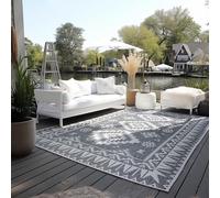 ELLE Alfombra Decorativa para Interior y Exterior, Reversible, Resistente a la Intemperie y al Agua, diseño geométrico Moderno, Estampado de Rombos, Alfombra para Exteriores, para jardín, balcón