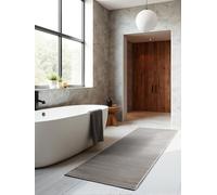 ELLE Decoration Alfombra de diseño Dolomite - Alfombra Moderna para salón, Pasillo, patrón de Rayas, Suave, glamorosa, Efecto Brillante para salón, Dormitorio, Pasillo, Crema Antracita, 80 x 240 cm