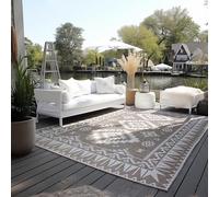 Elle Decoration Alfombra Reversible para Interior y Exterior, Resistente a la Intemperie y al Agua, diseño geométrico Moderno, Estampado de Rombos, Alfombra para Exteriores, para jardín, balcón,