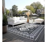 Elle Decoration Alfombra reversible para interior y exterior, resistente a la intemperie y al agua, diseño geométrico moderno, diseño de rombos, alfombra para exteriores, para jardín, balcón, terraza,