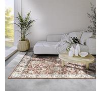 Elle Decoration Saveh Alfombra - Alfombra clásica Antideslizante de Pelo Corto de diseño Vintage para Dormitorio, Comedor, salón, Pasillo, Cocina, Rojo Crema, 80 x 150 cm