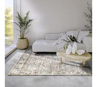 Elle Decoration Saveh - Alfombra clásica Antideslizante de Pelo Corto para Dormitorio, Comedor, salón, Pasillo, Cocina, Color Crema Dorado, 120 x 160 cm