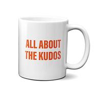 EllieBeanPrints Taza con texto en inglés "It's All About The Kudos", regalos divertidos para ciclistas y corredores, ciclismo, correr, color blanco