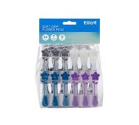 Elliott Plastic - Pinzas para Cocina (24 Unidades, extrafiuertes), diseño de Flores