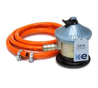 ELMA Kit Manguera Gas Butano 1,5m + Regulador de Gas Homologado Monfa - 2 Abrazaderas Incluidas | Compatible con Camping Gas, Hornillo de Gas y Cocina Portátil