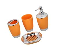 Elnwnnkc Juego completo de 4 accesorios de baño, A | Construcción impermeable, soporte para cepillo de dientes, taza de lavado, jabón, solución de almacenamiento higiénica