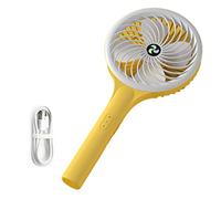 Elnwnnkc Ventilador de Mano de Escritorio de 6, 5 Pulgadas con, Yellow | Ventilador de mano con base, 3 velocidades ajustables para hogar, oficina, camping, dormitorio, pequeño