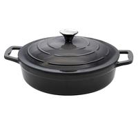 Elo 3382826 - Cacerola de hierro fundido esmaltado antiadherente baja con tapa, gris clásico, apto para horno, olla para todo fuego, olla de inducción 28 cm 3L, 2 a 4 personas
