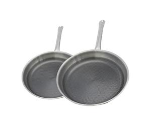 Elo 9349750 - Juego de 2 sartenes (24 y 28 cm, acero inoxidable 18-10, estufas sin PFAS, compatibles con inducción, revestimiento antiadherente mineral sin PFAS, acero inoxidable 18-10, gris aluminio